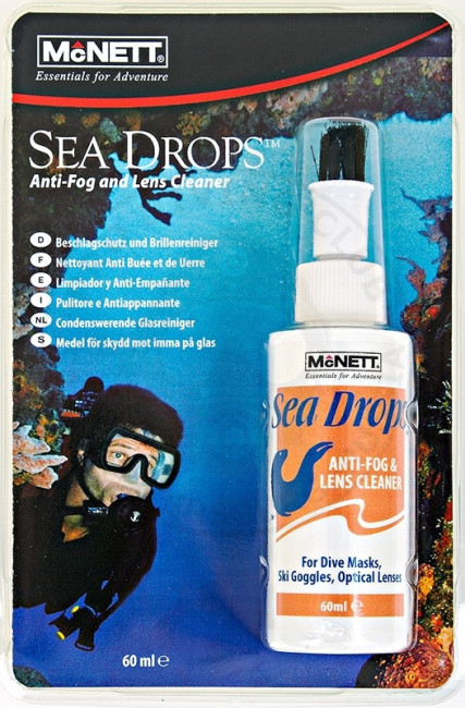 Очиститель-антифог McNett SEA-DROPS с кисточкой для масок, 60 мл