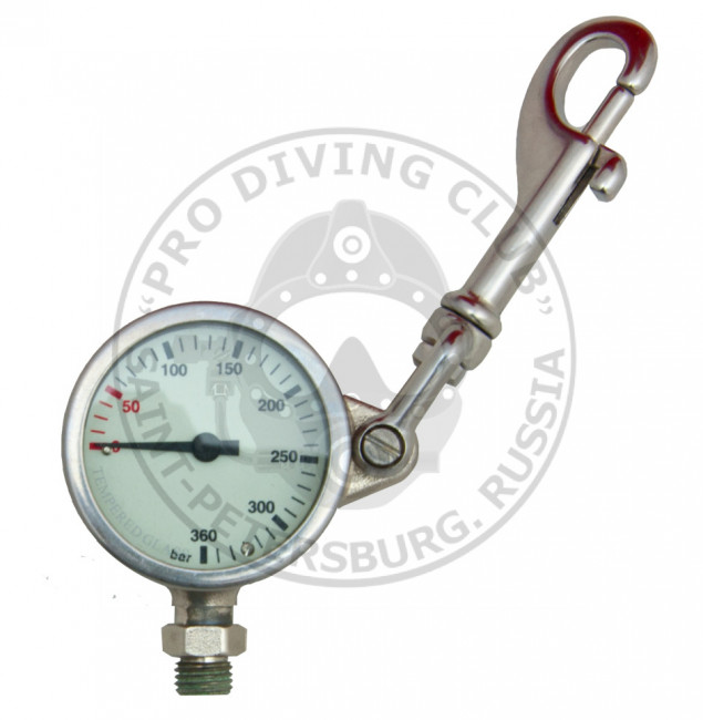 Манометр SCUBATECH 360 bar 52 mm ( с шарнирным карабином) Манометр SCUBATECH 360 bar 52 mm ( с шарнирным карабином)
